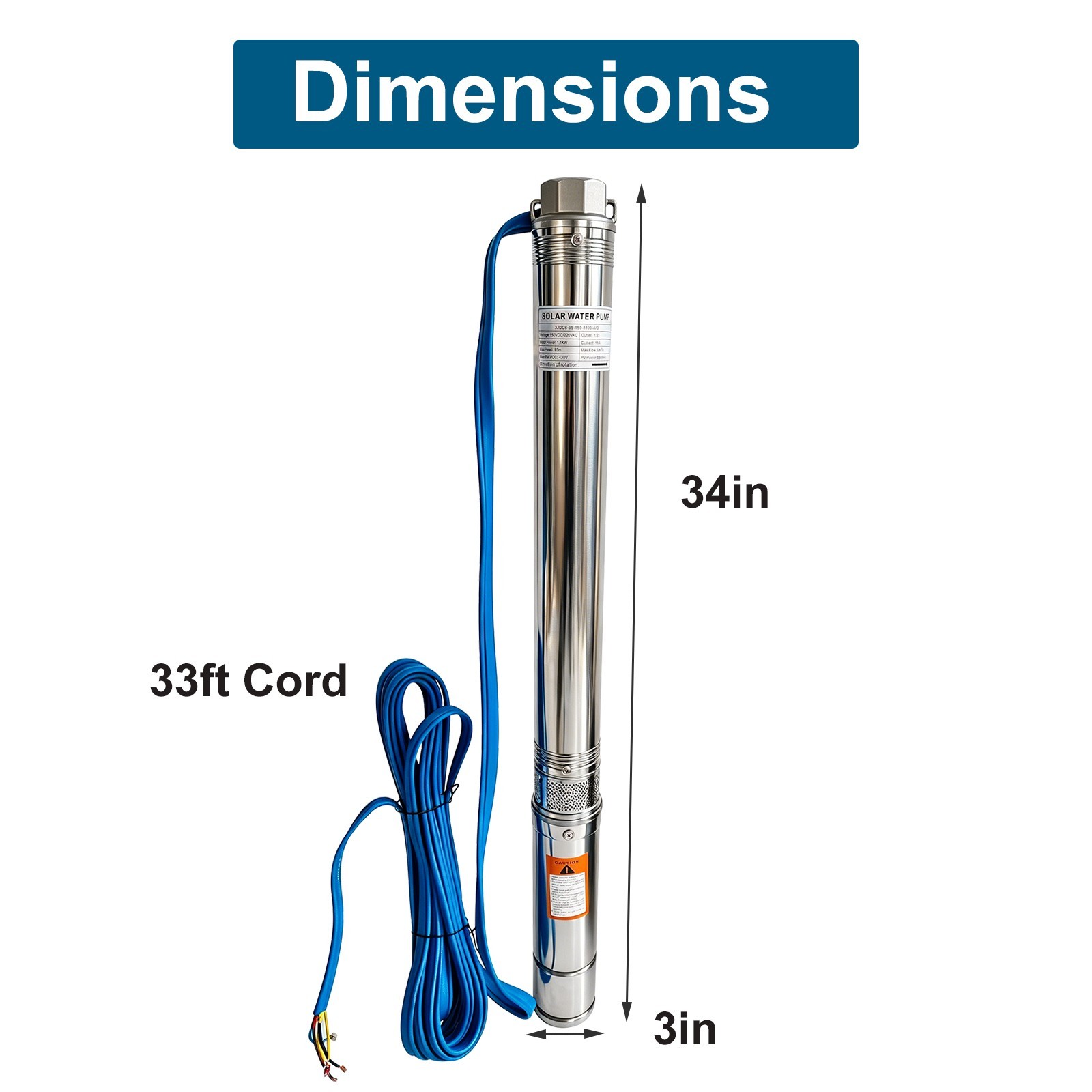 1 HP Deep Well Submersible Pump, 4″ , 115V, 37 GPM, 207 ft ,Stainless Steel US
