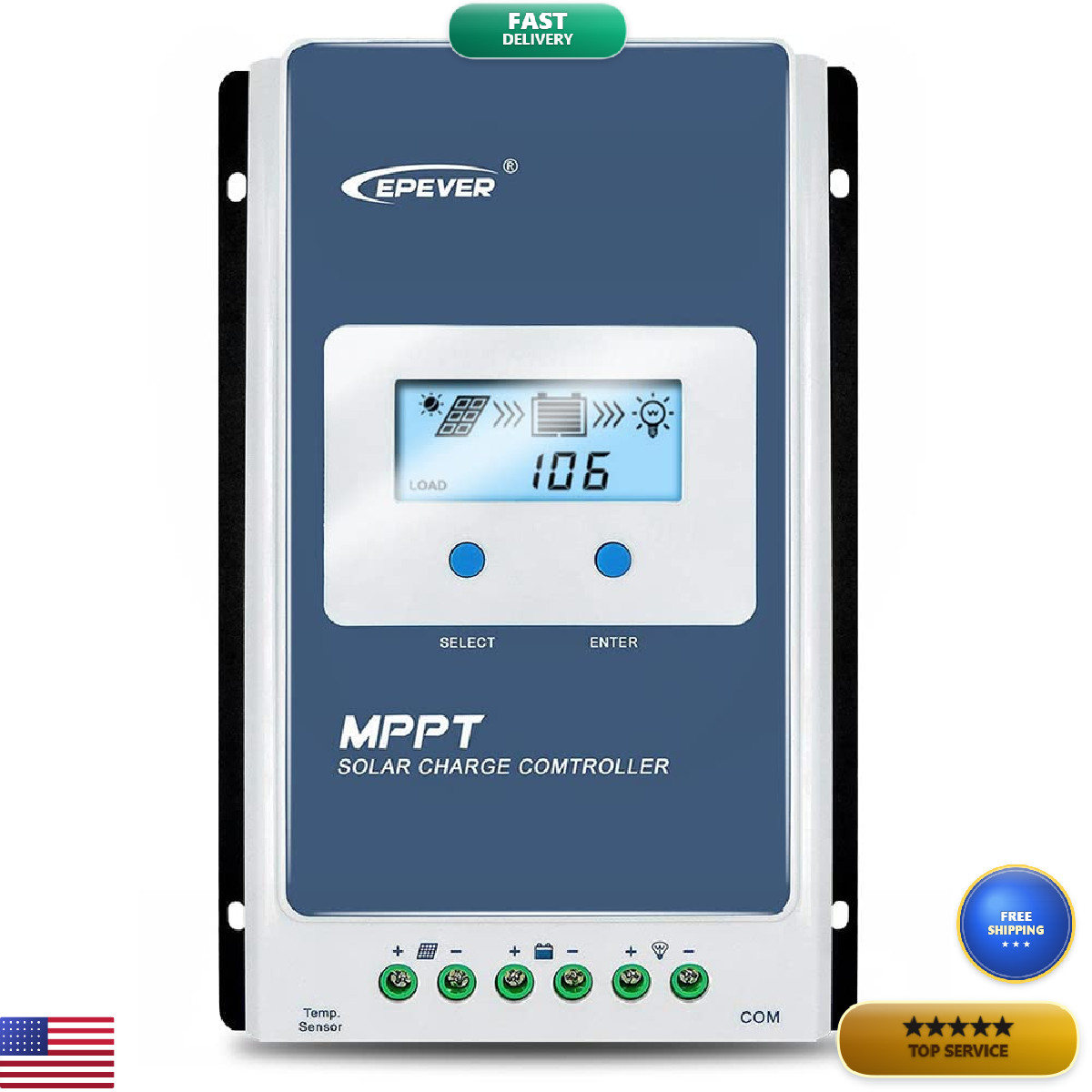 Epever 40A Solar Charge Controller Mppt Solar Panel Charge Controller 12V / 24V