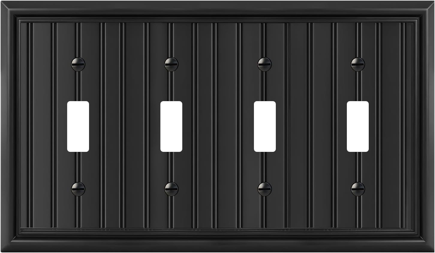 Classic Matte Black Quad Toggle Light Switch Cover Plate Natural Material 4 Gang