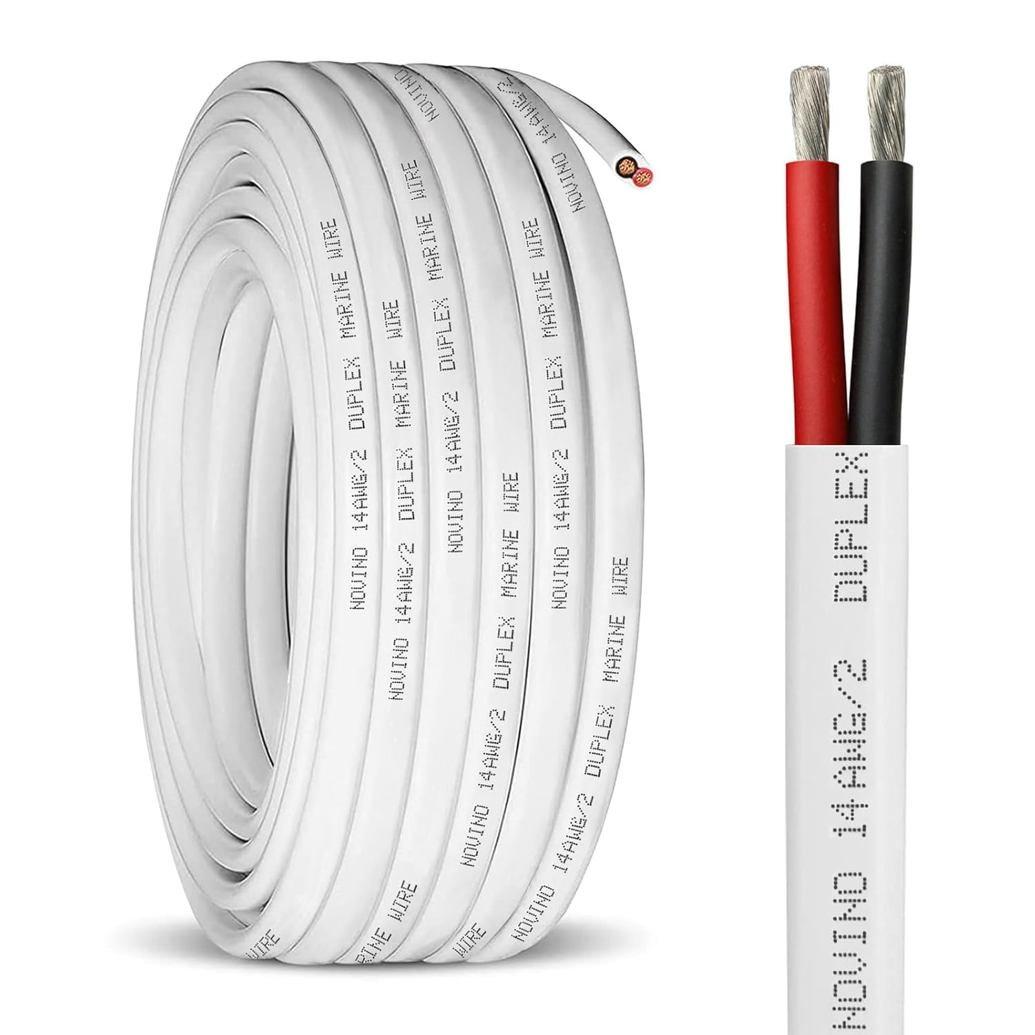 14 Gauge Marine Wire,14 AWG 30Ft 14/2 Duplex Marine Grade Wire,Tinned Copper