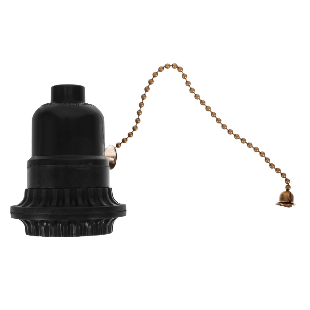Pull Chain Lampholder Black Lamp Socket with Durable Wear Resistant Construction