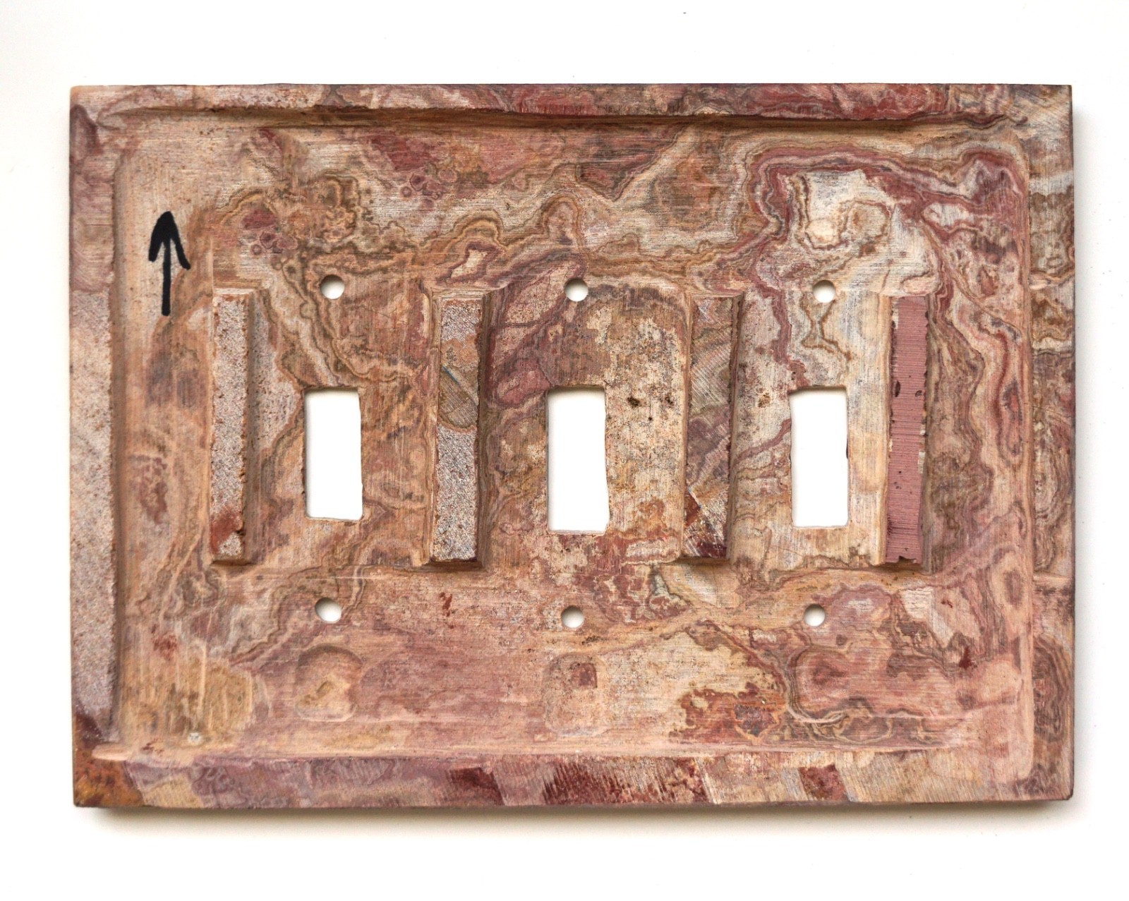 RED & GOLD ONYX – Triple Toggle Switchplate (Rm02) – NEW ITEM!