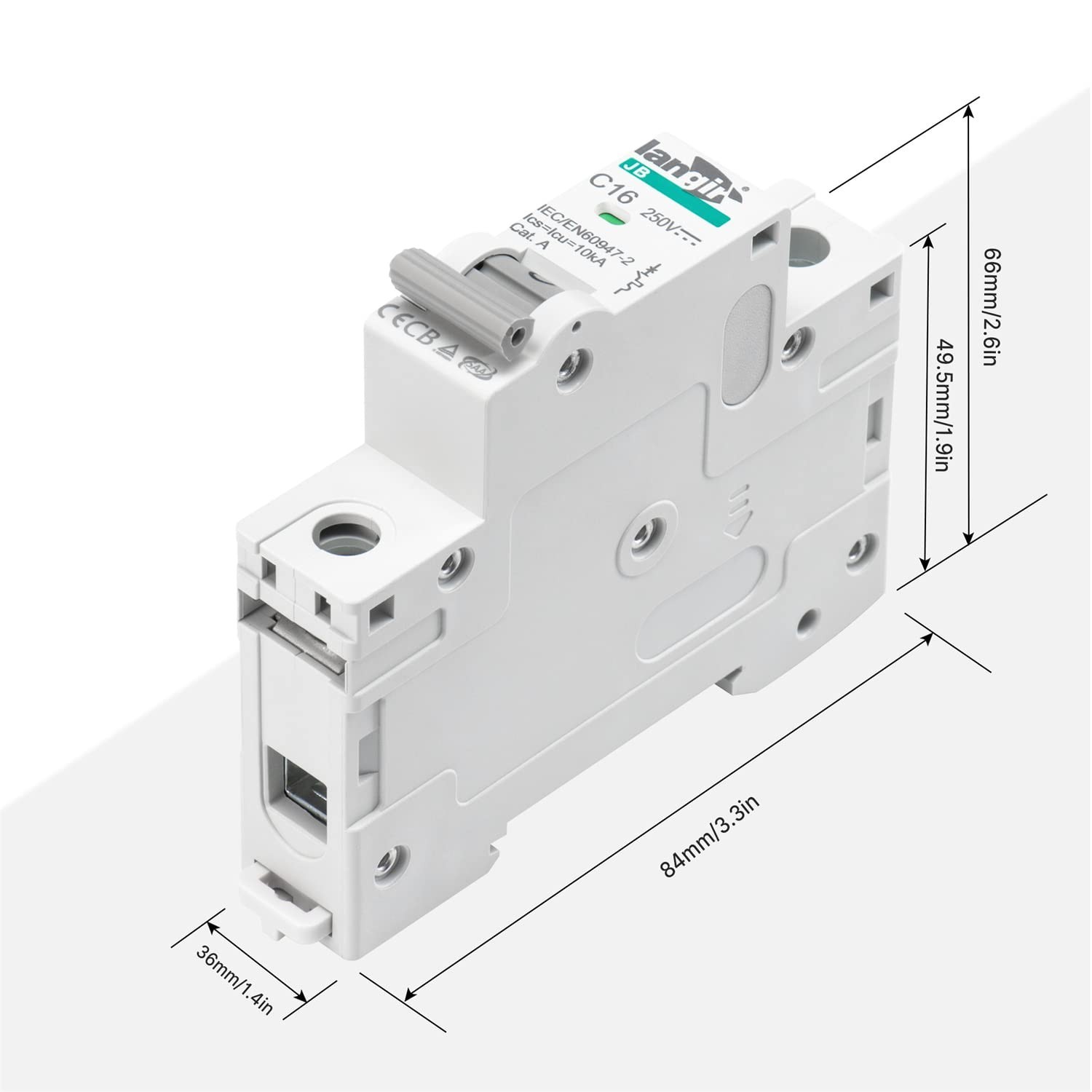 DC 15A (16A) Circuit Breaker, 1 Pole DIN Rail Mount, 250V Solar PV Disconnect…