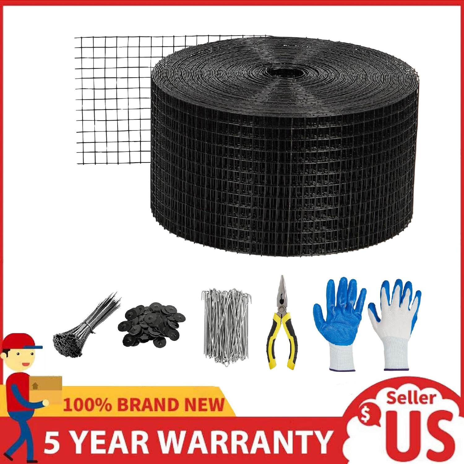 8in x 100ft Solar Panel Bird Guard ,Critter Guard Mesh Roll Kit 70pcs Fasteners