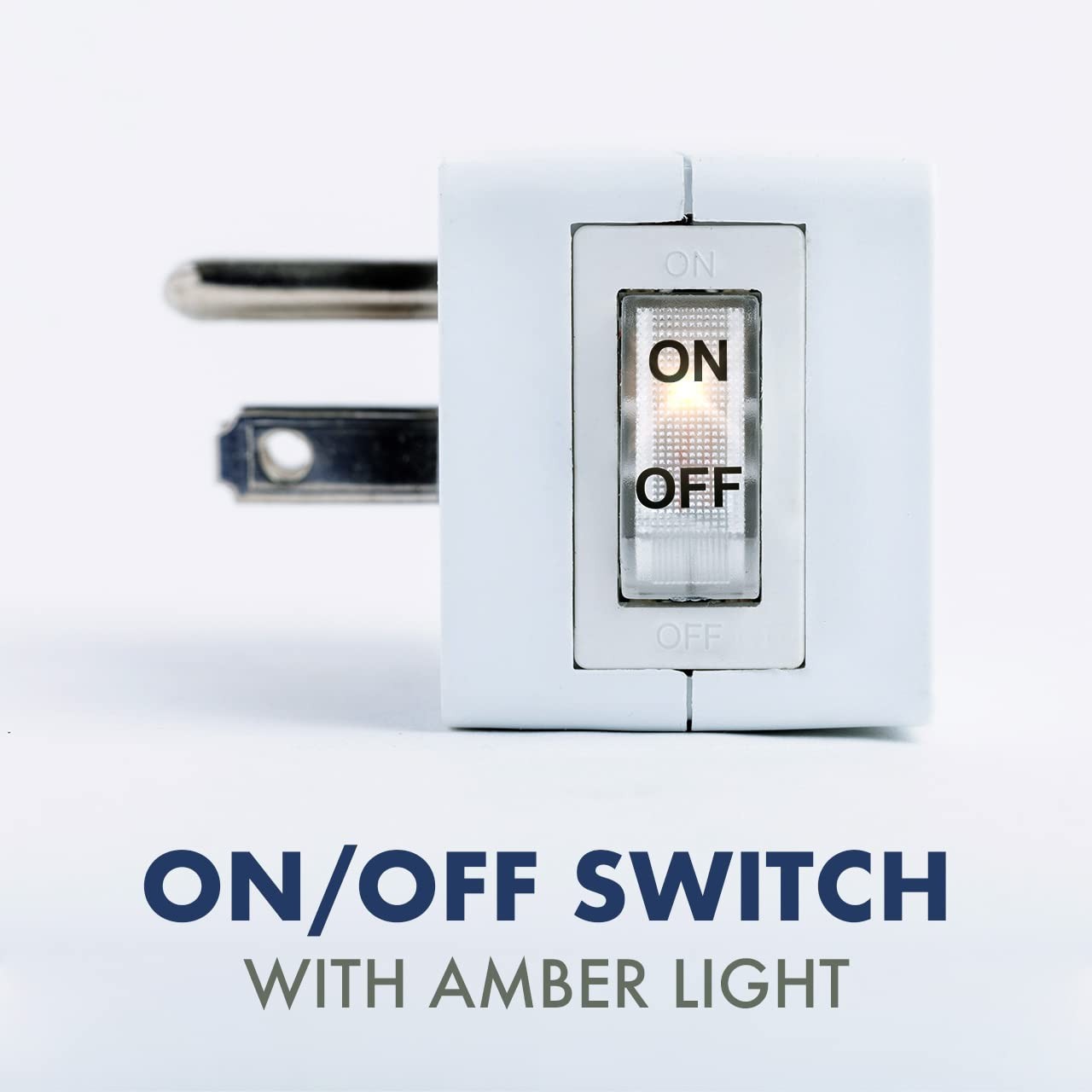 Uninex PS27 Grounded Outlet On/Off Power Switch with Amber 2pack, White