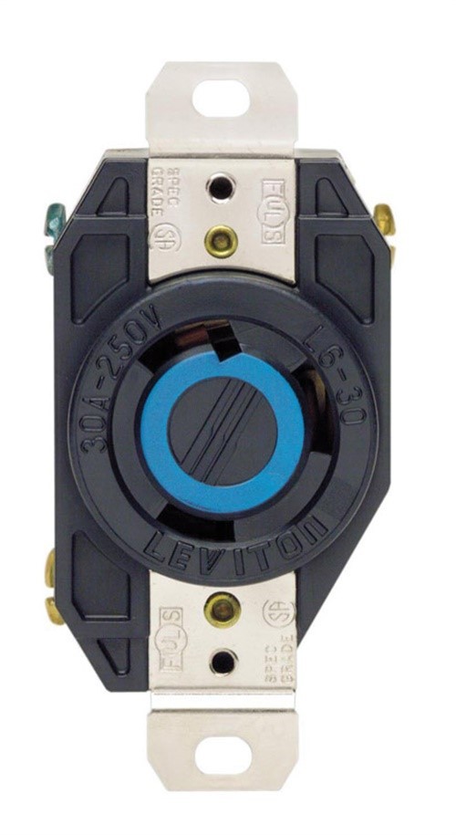 Leviton 02620-00D Black 2-Poles 30A Locking Receptacle 1.6 W x 1.31 D in. 3 Pack