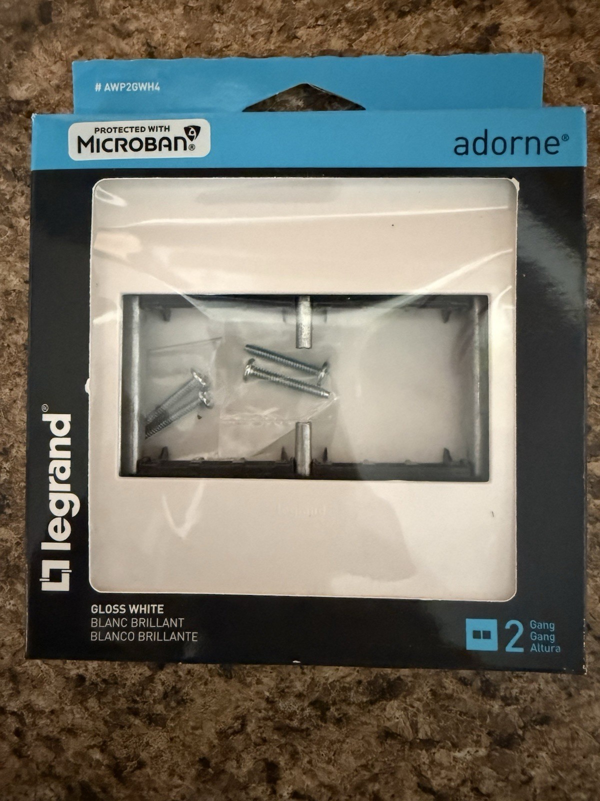 LEGRAND Adorne – 2 Gang Wall Plate – Gloss White – AWP2GWH4, 4 pack
