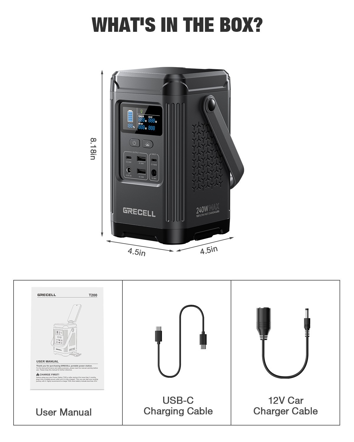 240W Portable Power Station 154Wh/48000mAh, 100W USB-C Battery Power Bank