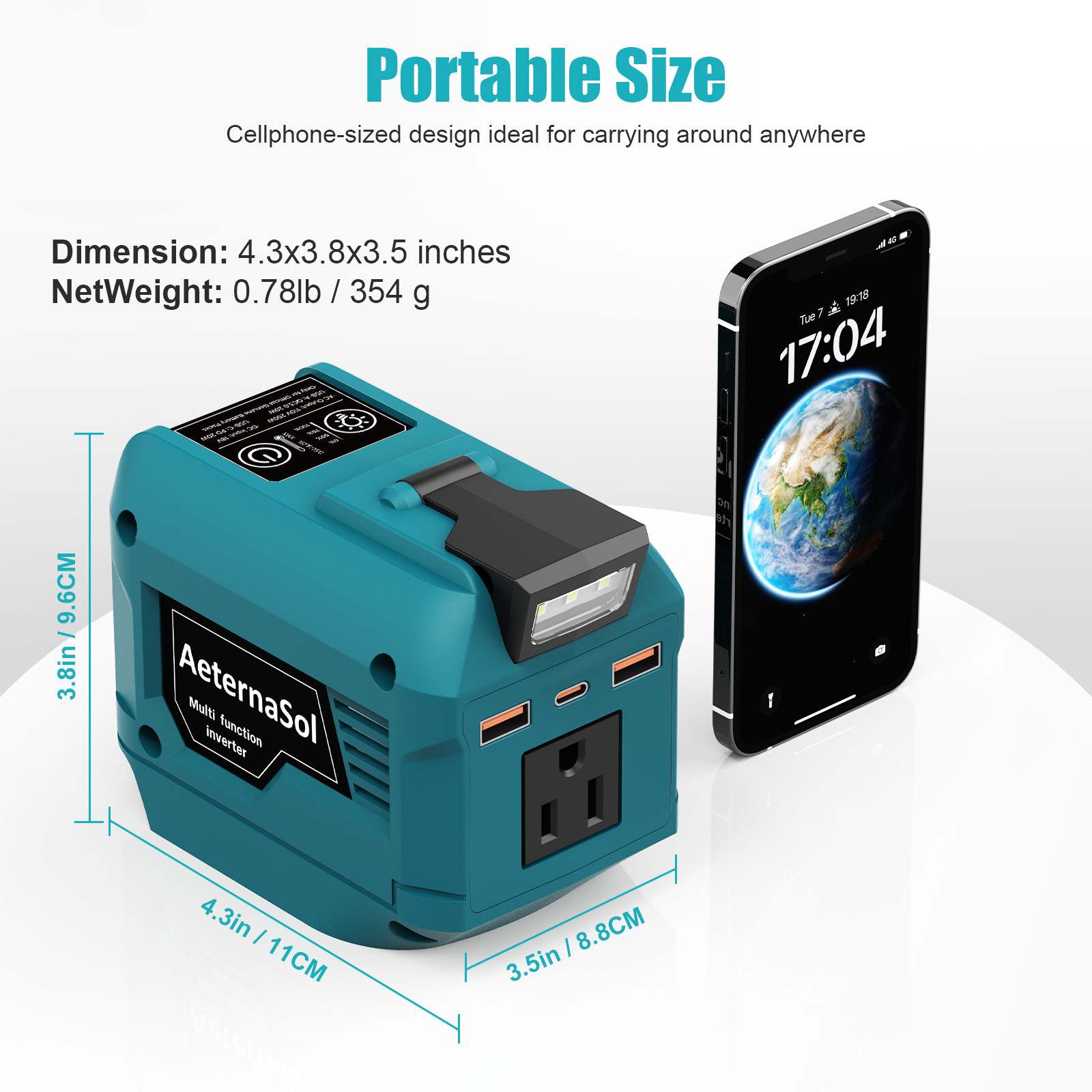 Makita 18-20V Battery For 250W Portable Power Inverter 110V AC 3 USB Outlet