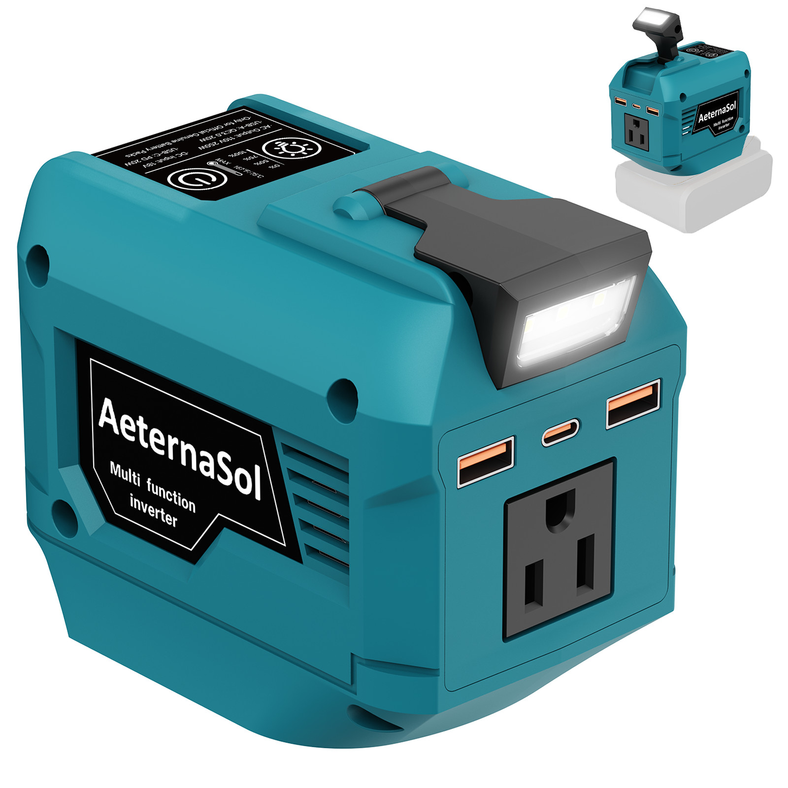 Makita 18-20V Battery For 250W Portable Power Inverter 110V AC 3 USB Outlet