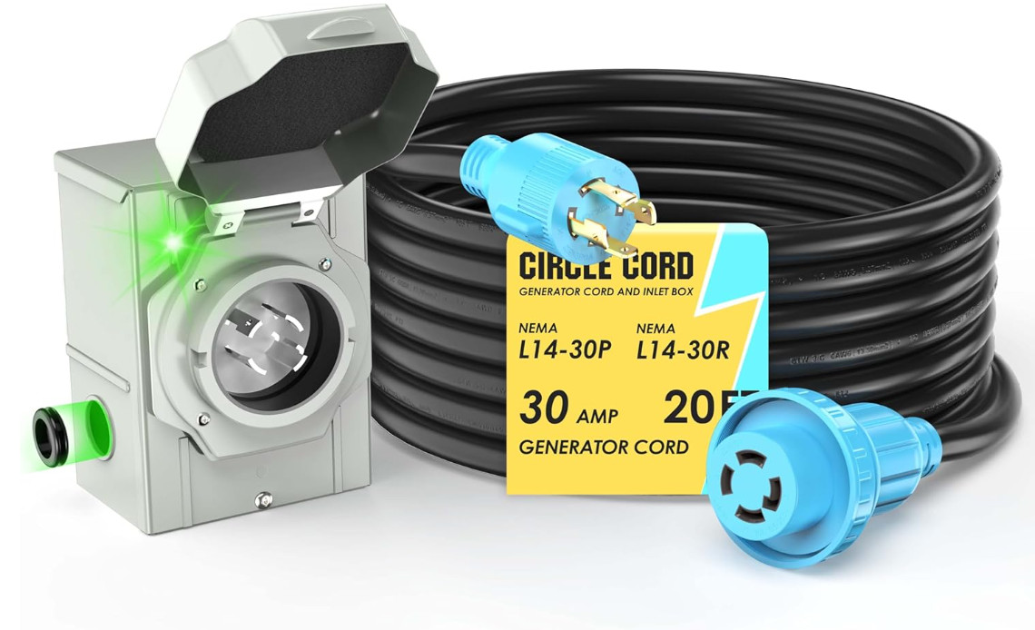 Cable de Extensión para Generador 30A L14-30P/L14-30R con Caja de Entrada 7500W