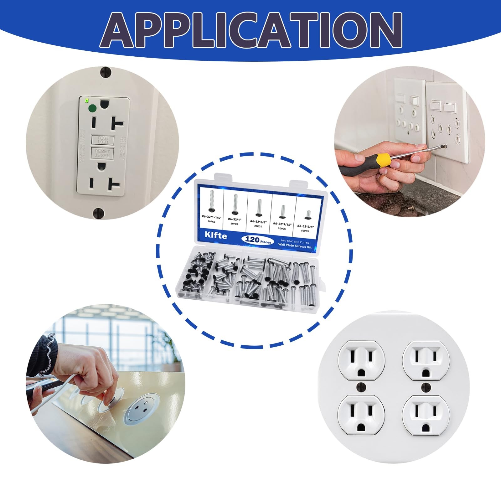 120 pcs Wall Plate Screws, Black Outlet Screws 6-32 Thread Light Electrical C…