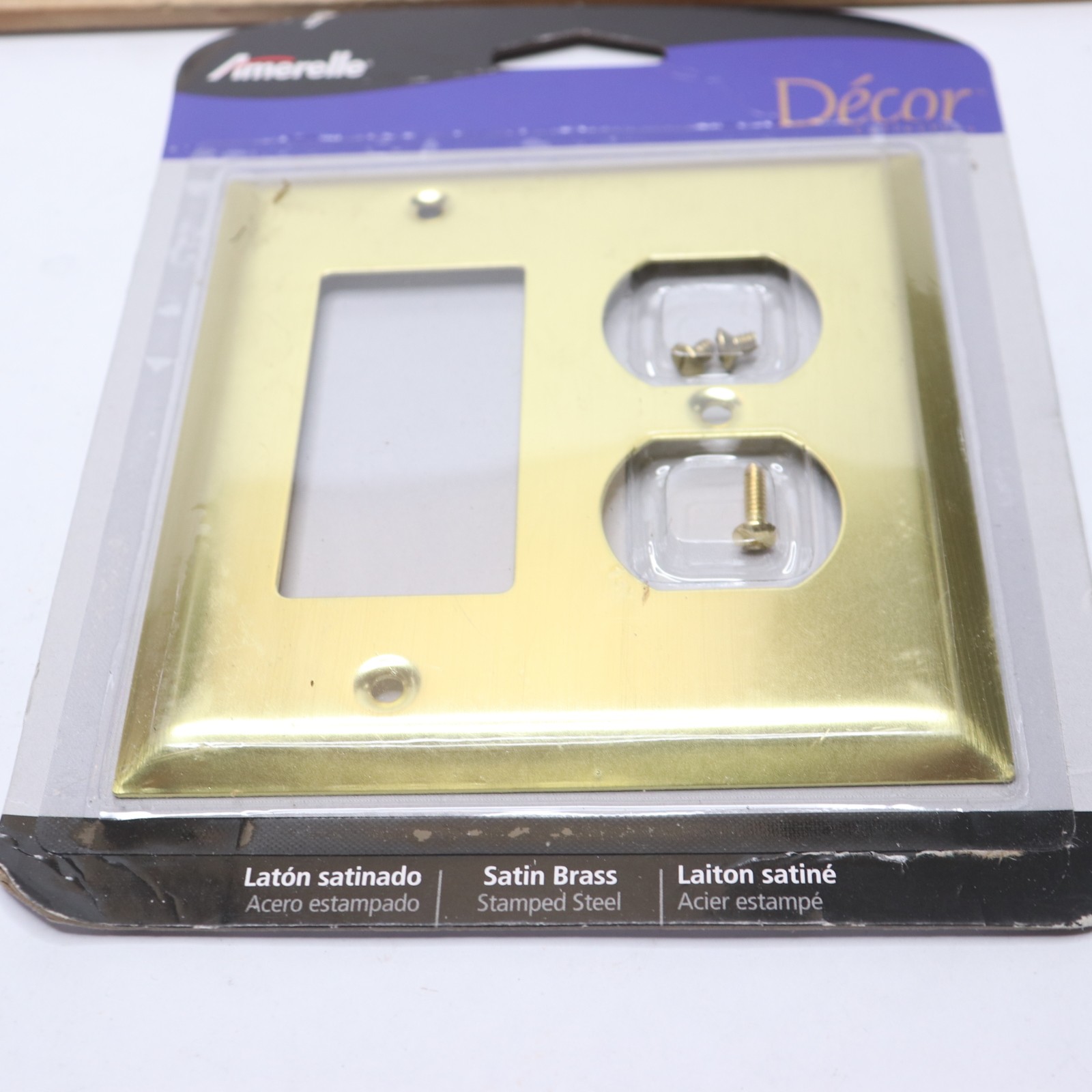 (1-Pk) Amerelle Century Wallplate 1 Rocker / 1 Duplex Outlet Steel 163RDSB