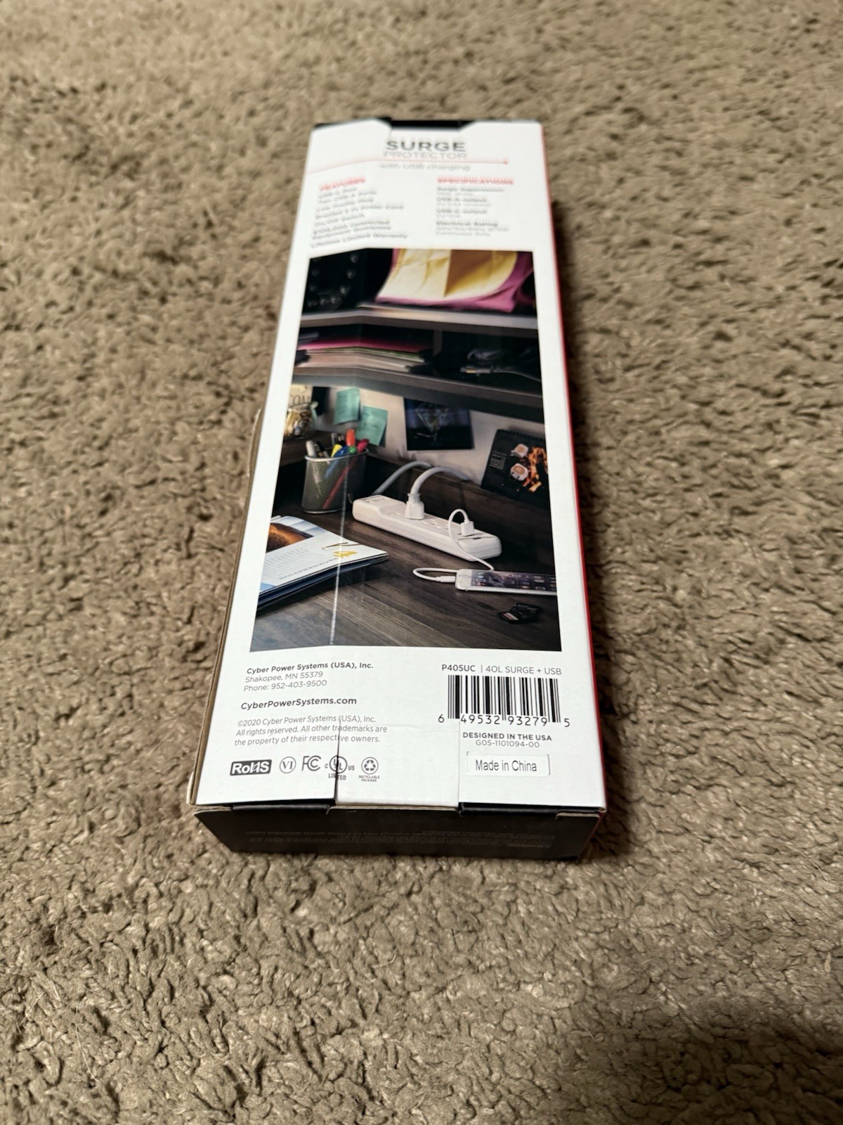 CyberPower 5 ft. 2 USB-A 1 USB-C 1500J 4-Outlet Surge Protector NEW