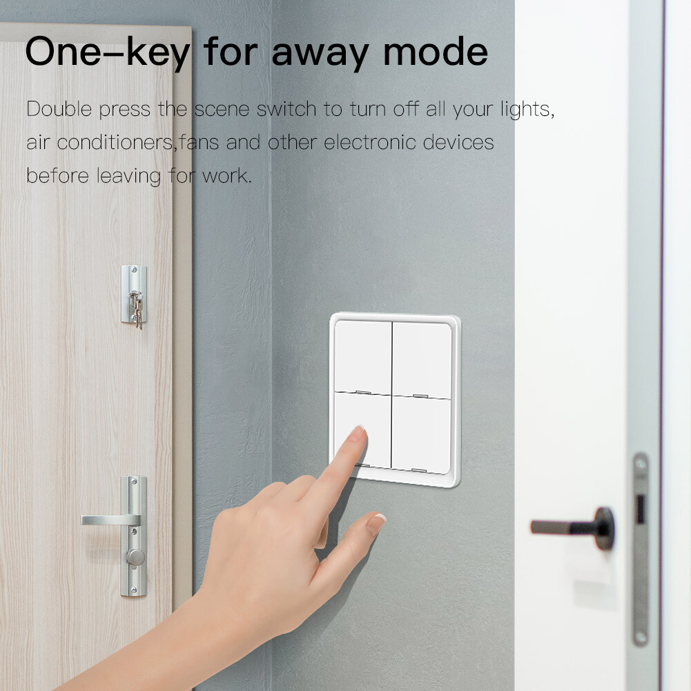 MOES Tuya ZigBee 4 Gang Wireless Smart Switch 12 Scene Push Button APP Control