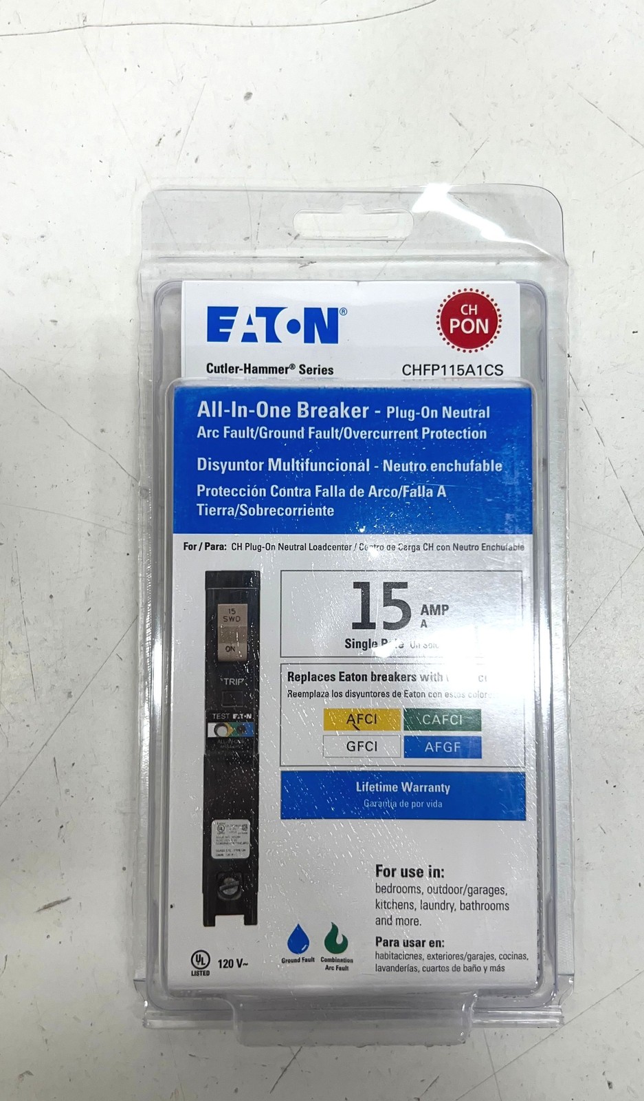 Eaton CUTLER HAMMER 15 Amp All in One AF/GF Breaker PON Breaker CHFP115A1CS