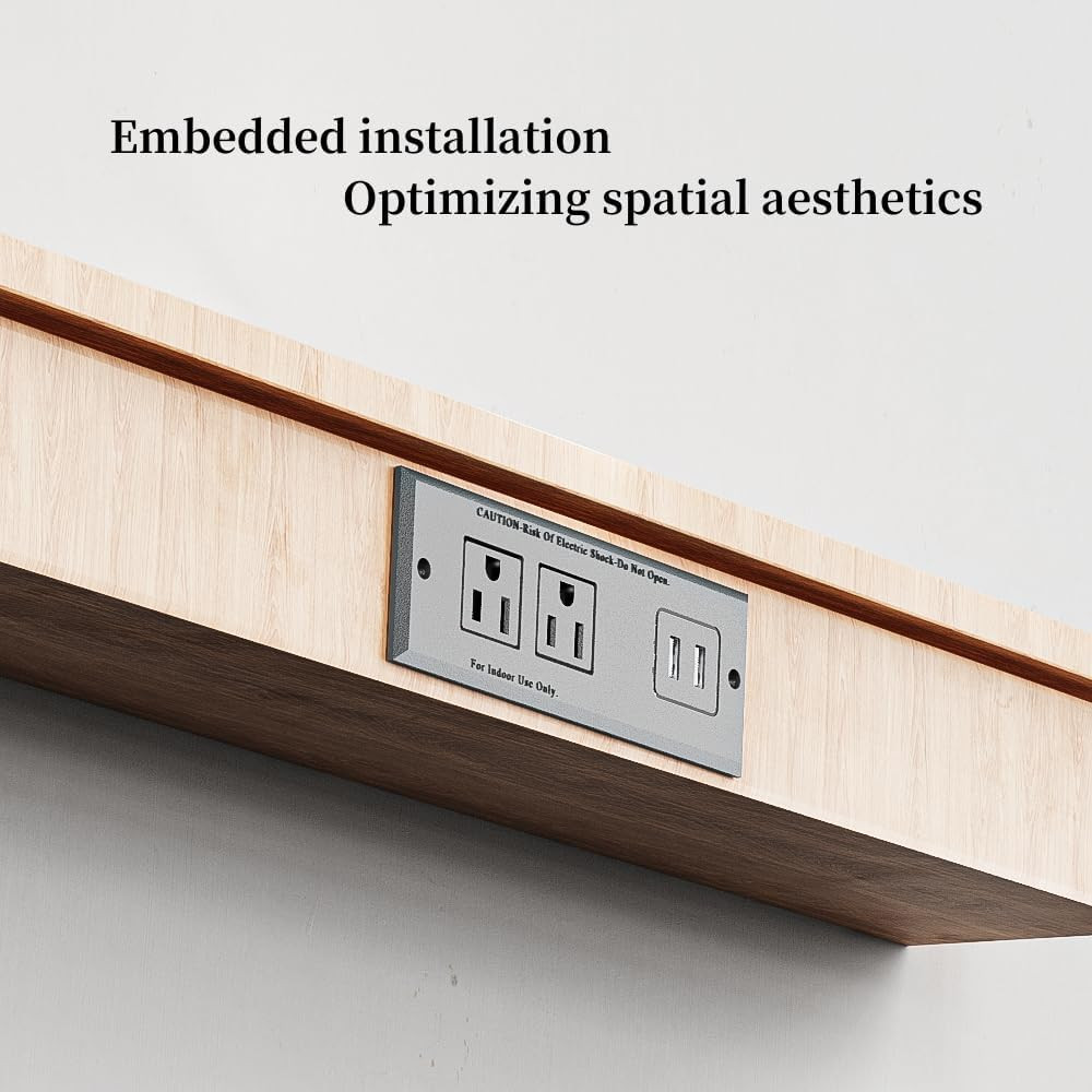 1500W Recessed Power Strip Mount Hidden Charging Station with USB Plug Multiple