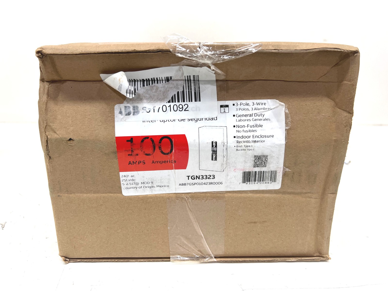 ABB 100 Amp 240-Volt Non-Fuse Indoor Safety Switch (TGN3323)