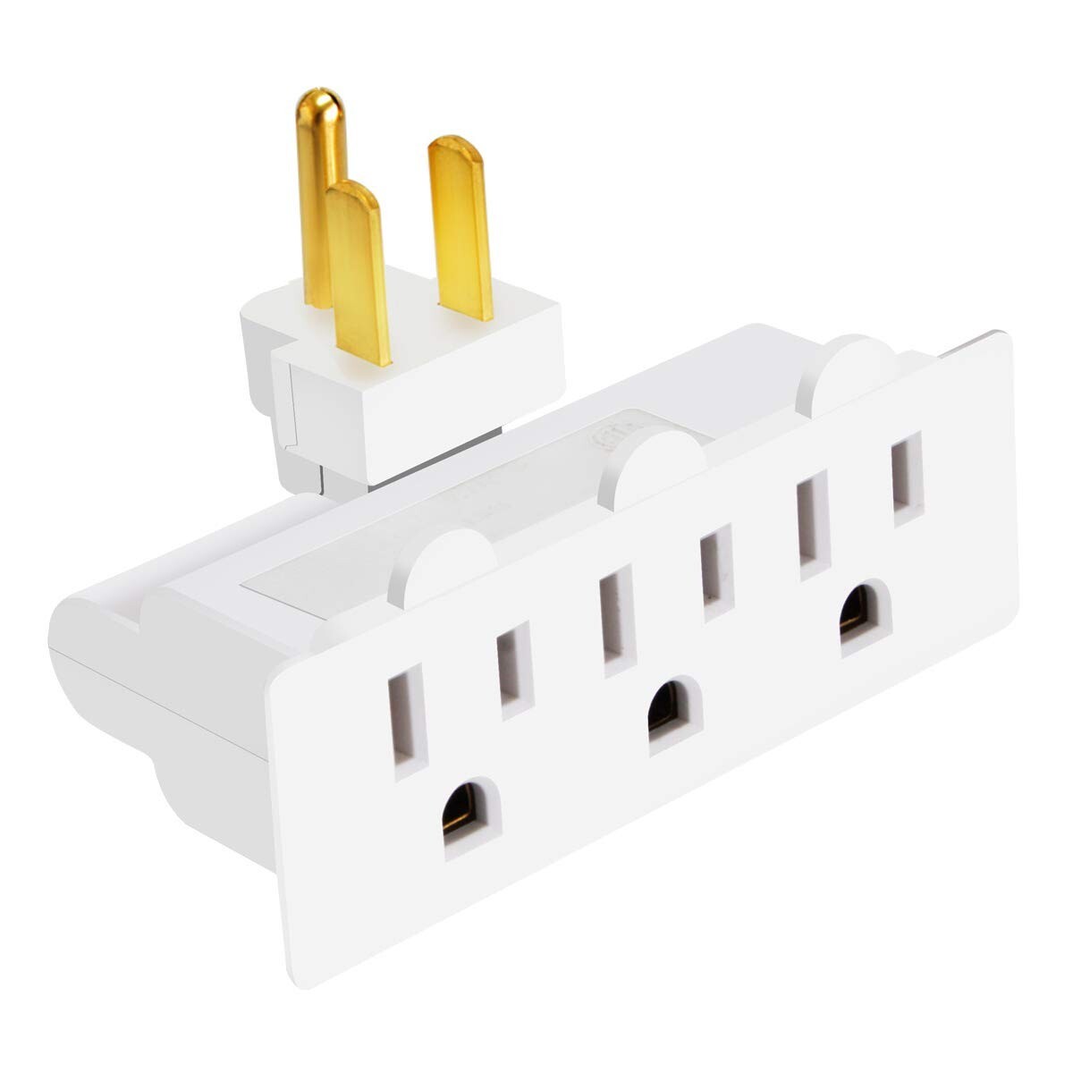 3 Outlet Wall Adapter 3-Prong Grounded 180 Degree Swivel Wall Outlet Extender