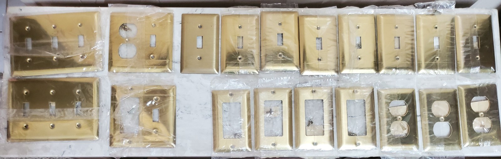 Brass Wall Plates For Receptacles And Switches, Brand New, 18 Plates, 1 Bonus
