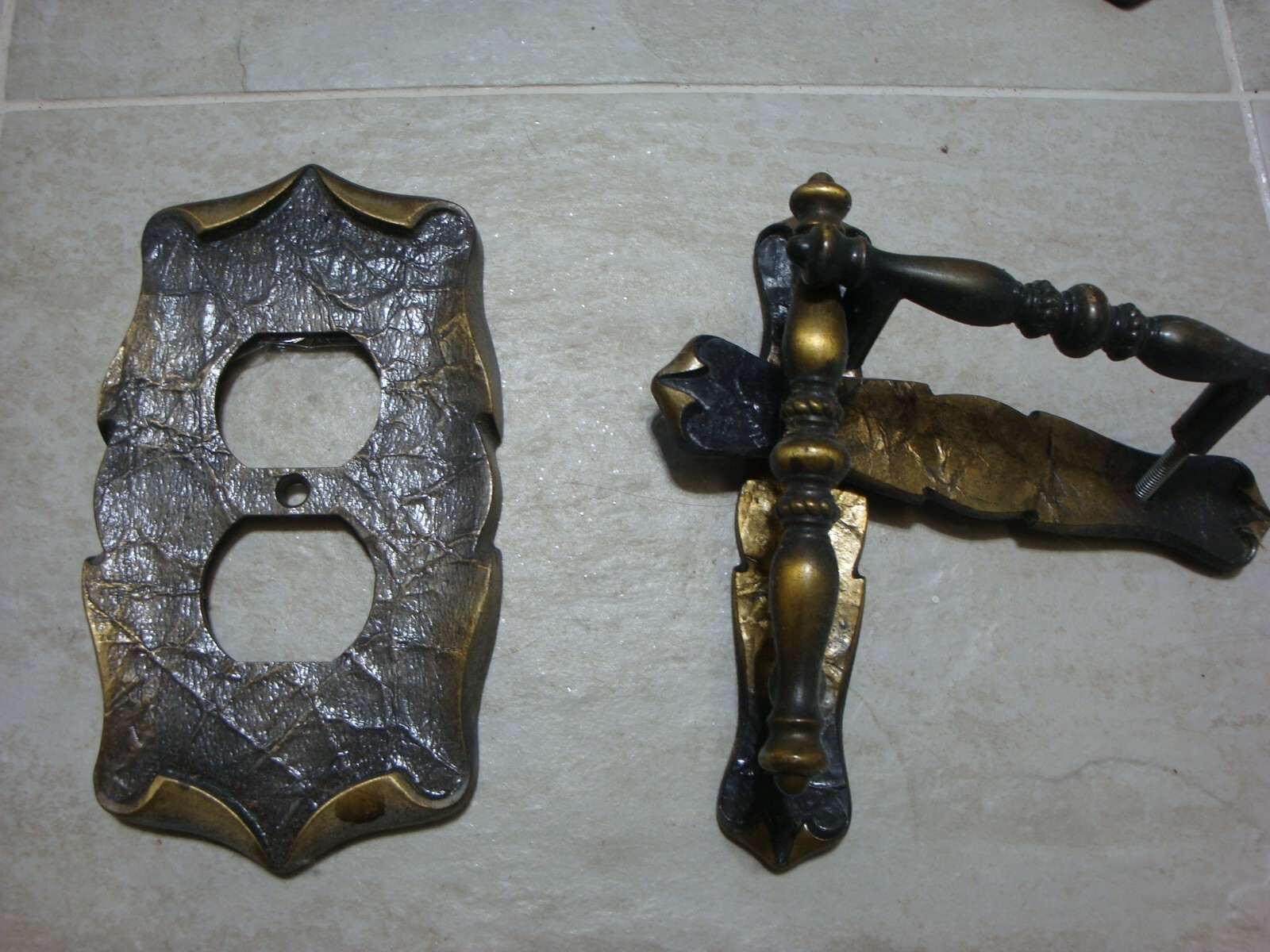 Metal wall switch decorative cover plates and kitchen cabinet handles set