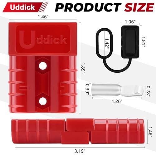 4PCS 50A 6-10 Gauge Battery Cable Quick 4PCS 10AWG With 2Covers red