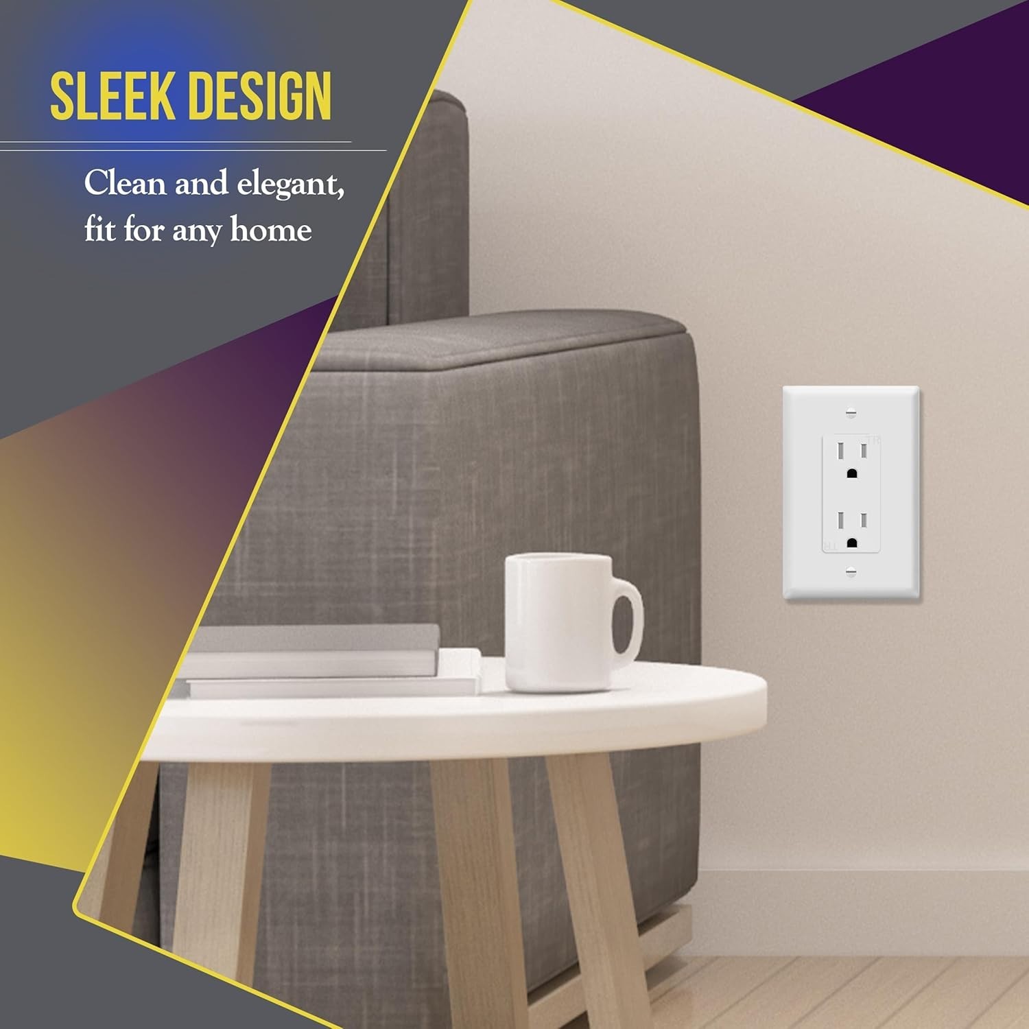 Listed Gloss Finish Wall Plate, White, 4.88″x3.11″, Durable & Fade-Resistant