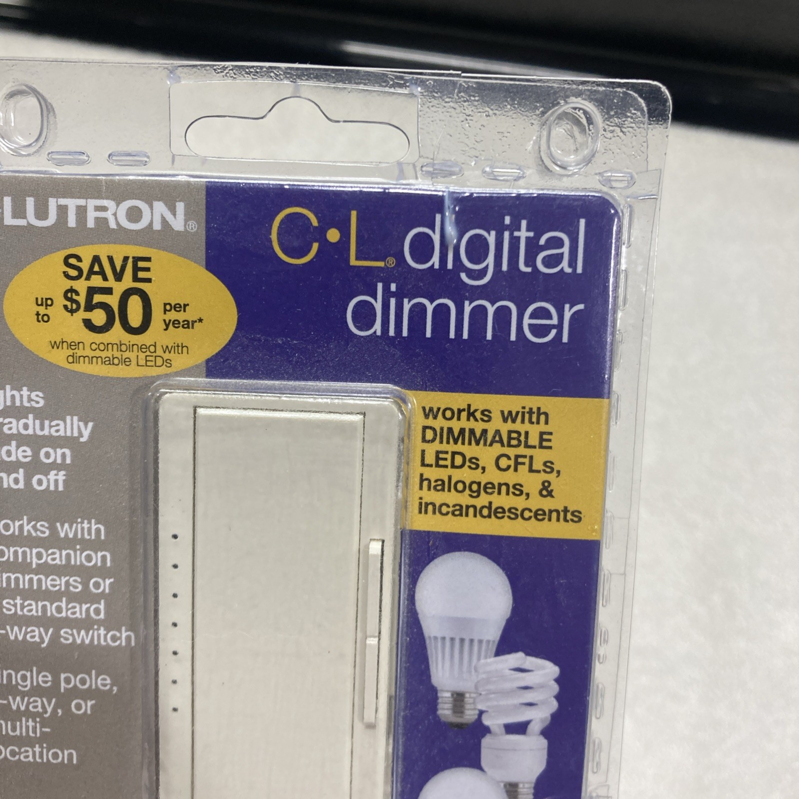 LUTRON MACL-153MH-LA Maestro 3-Way CFL LED Digital Light Dimmer Light Almond -W