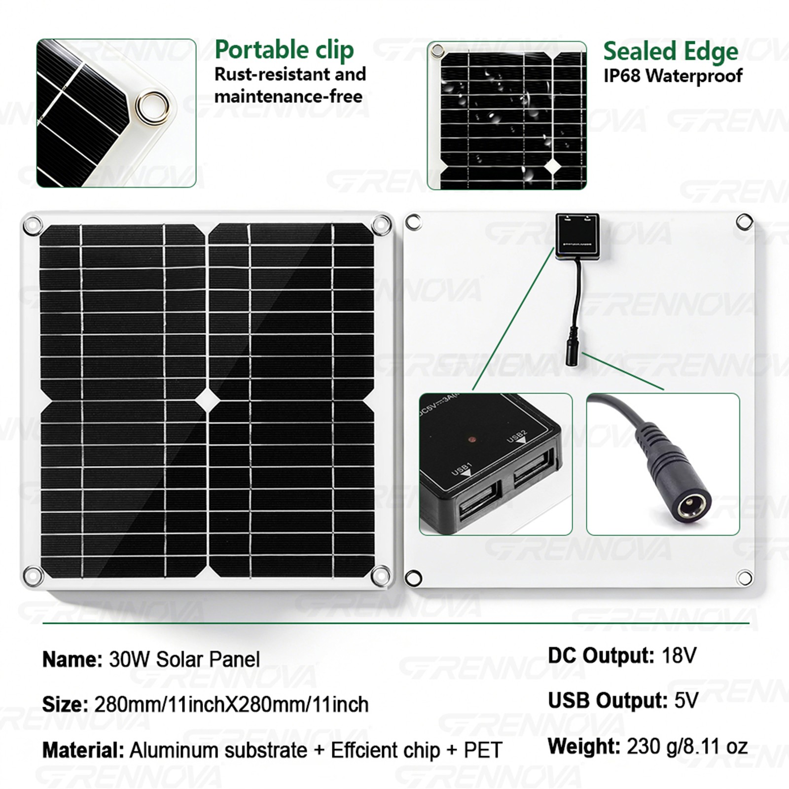 Grennova Complete Solar System Kit 30W Panel 1000W Inverter 60A MPPT Controller
