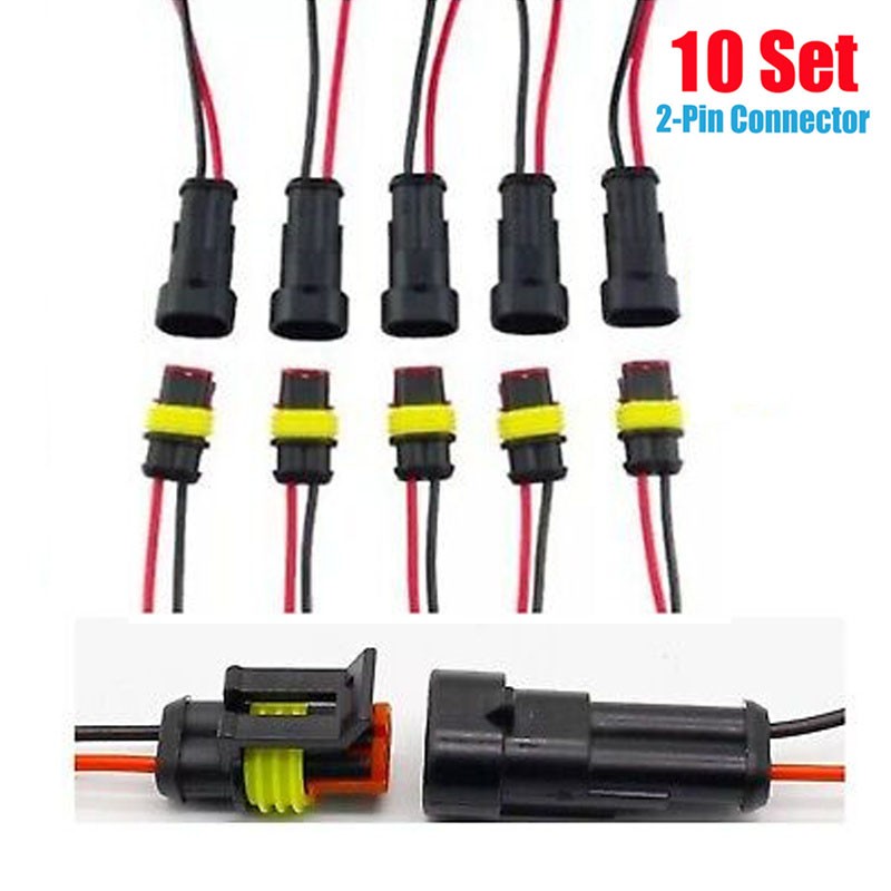 10 Pairs 2-Pin Car Waterproof Male Female Two Way Electrical Connector Plug Wire