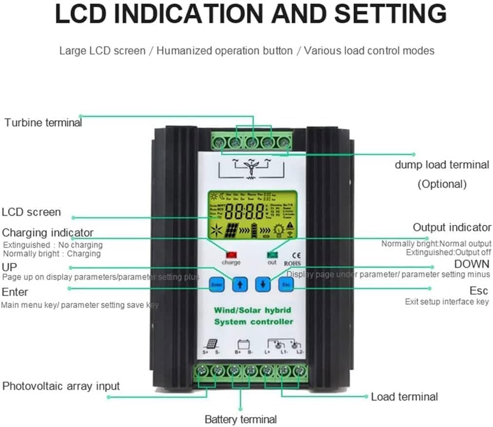 Wind Solar Hybrid Charge Controller with LCD Display 3000W,24V/48V Automatic Win