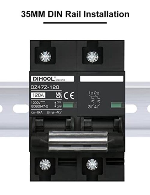 DC Circuit Breaker Solar Disconnect Switch 2P 1000V for PV, 2P DC1000V 120 Amp