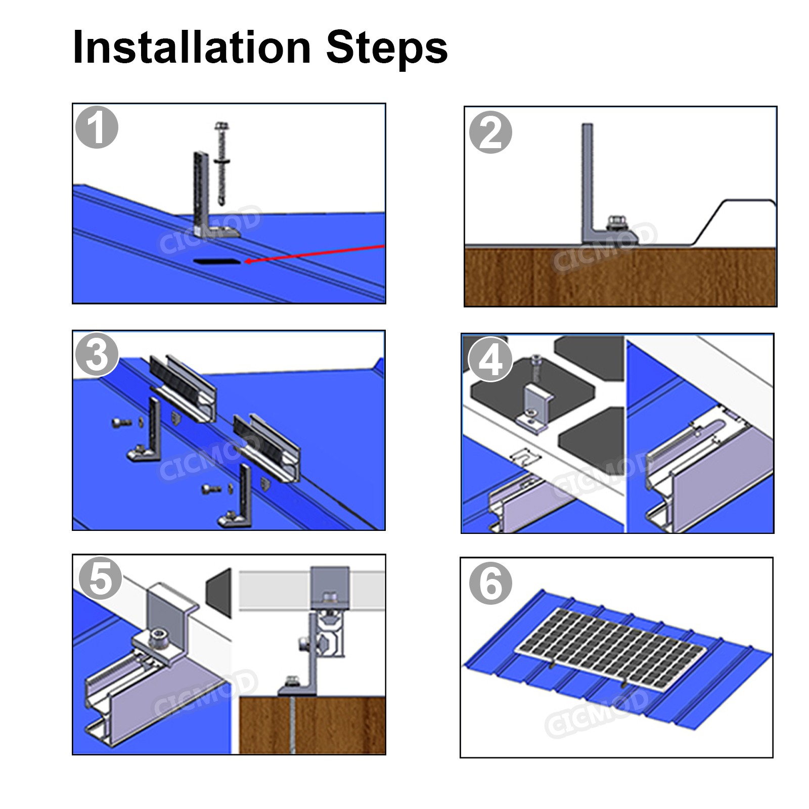 Adjustable Roof Solar Panel Mounting Brackets Kit System for 1-4PCS Solar Panels