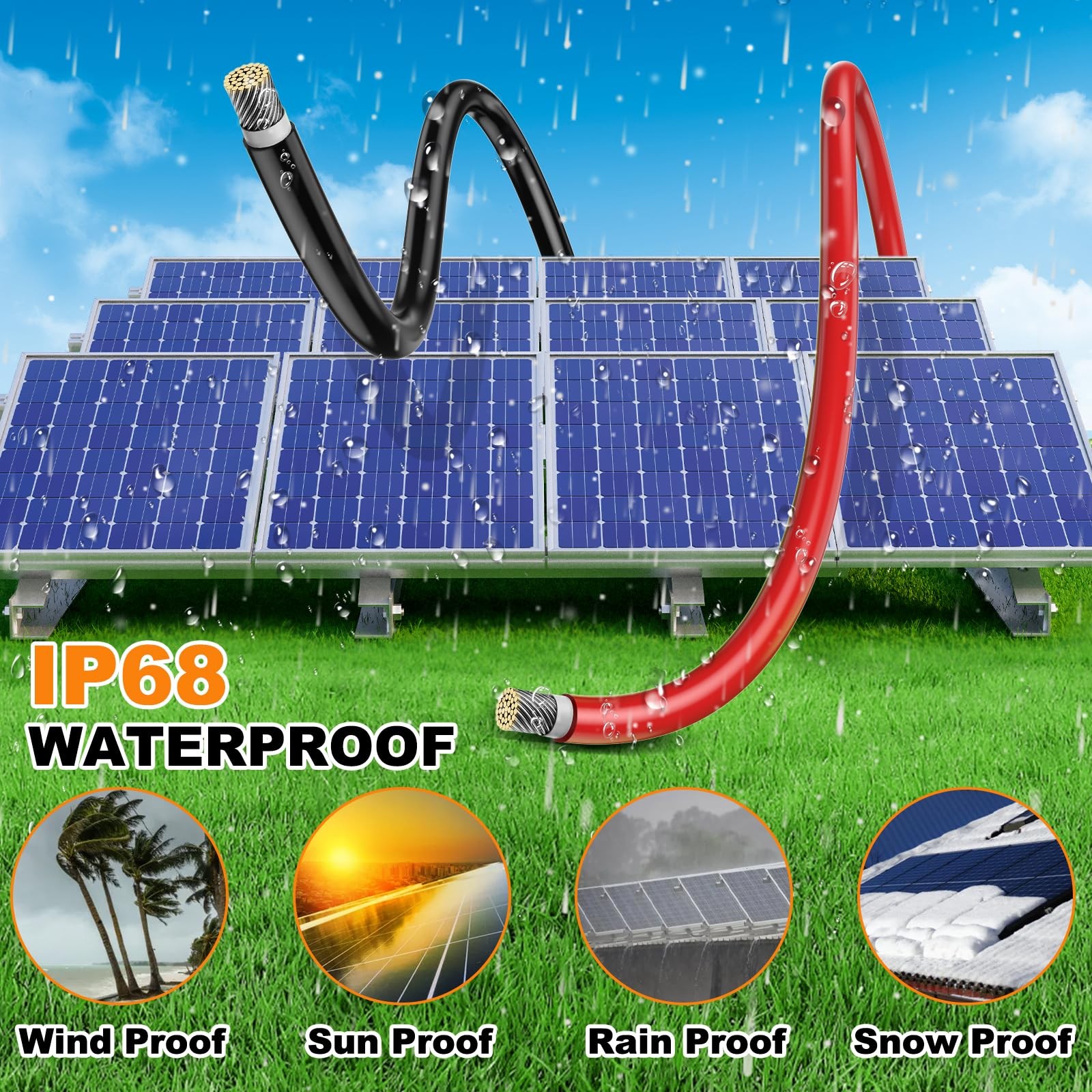 2×50 Feet Solar Panel Wire, 10AWG Solar Wire Tinned Copper 10 Gauge Solar Cab…
