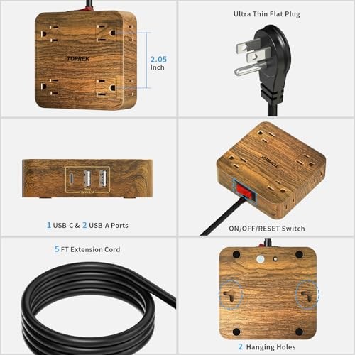 Power Strip Surge Protector (1080J), 8 Widely-Spaced Outlets with 1 USB-C & 2