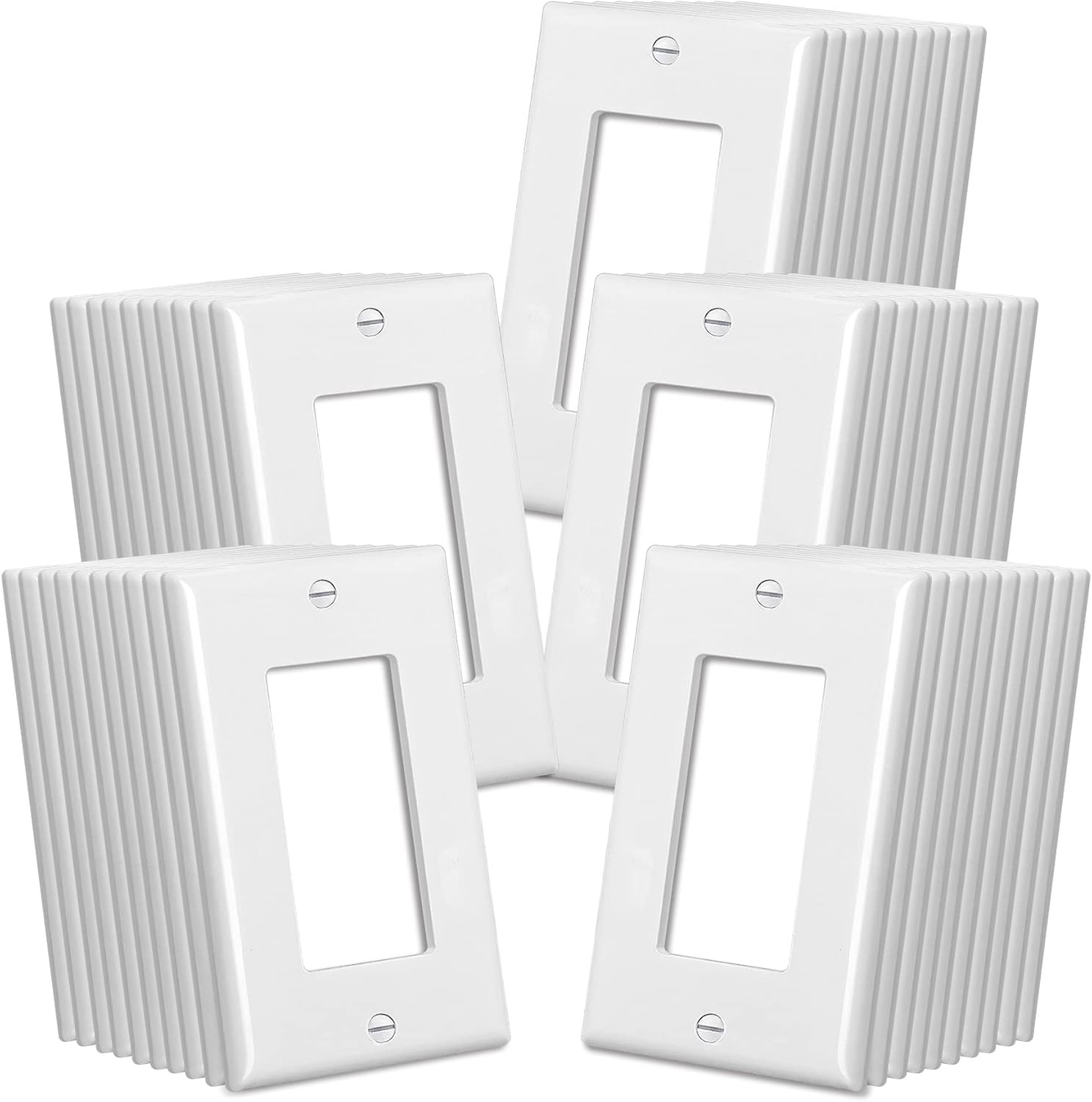 CML Decorator Wall Plates, 50 Pack Electrical Outlet Receptacle Covers, 1-Gang S