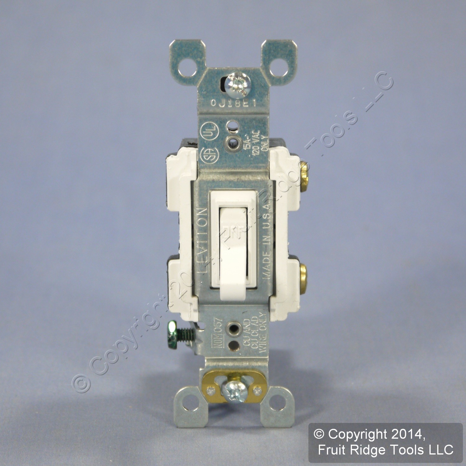 Leviton RS115-2W White Framed 15A Toggle Wall Light Switch Single Pole Bulk 120V