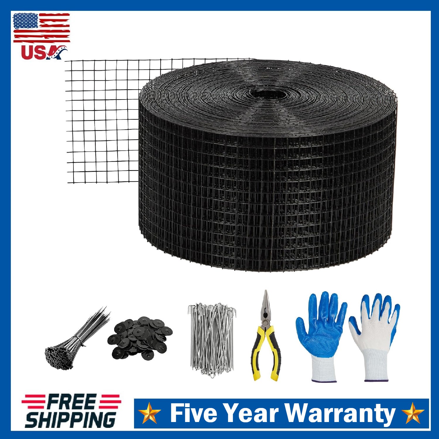 8in x 100ft Solar Panel Bird Guard ,Mesh Guard Critter Roll Kit 70pcs Tire Wires