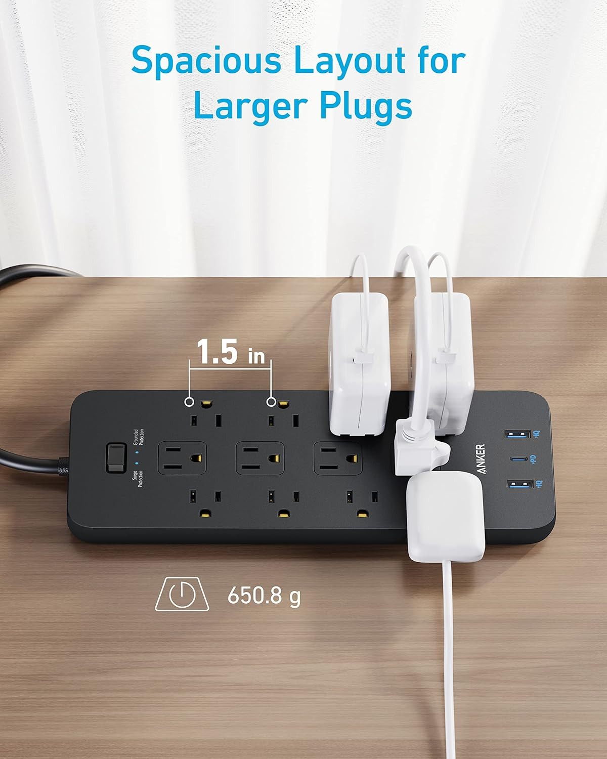 Surge Protector Power Strip (2100J), 12 Outlets with 1 USB C and 2 USB Ports Fo