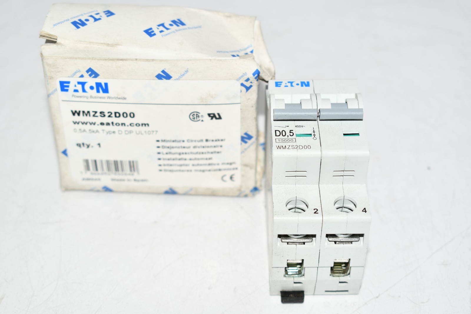 NEW Eaton WMZS2D00 Miniature Circuit Breaker 0.5A 5kA Type D