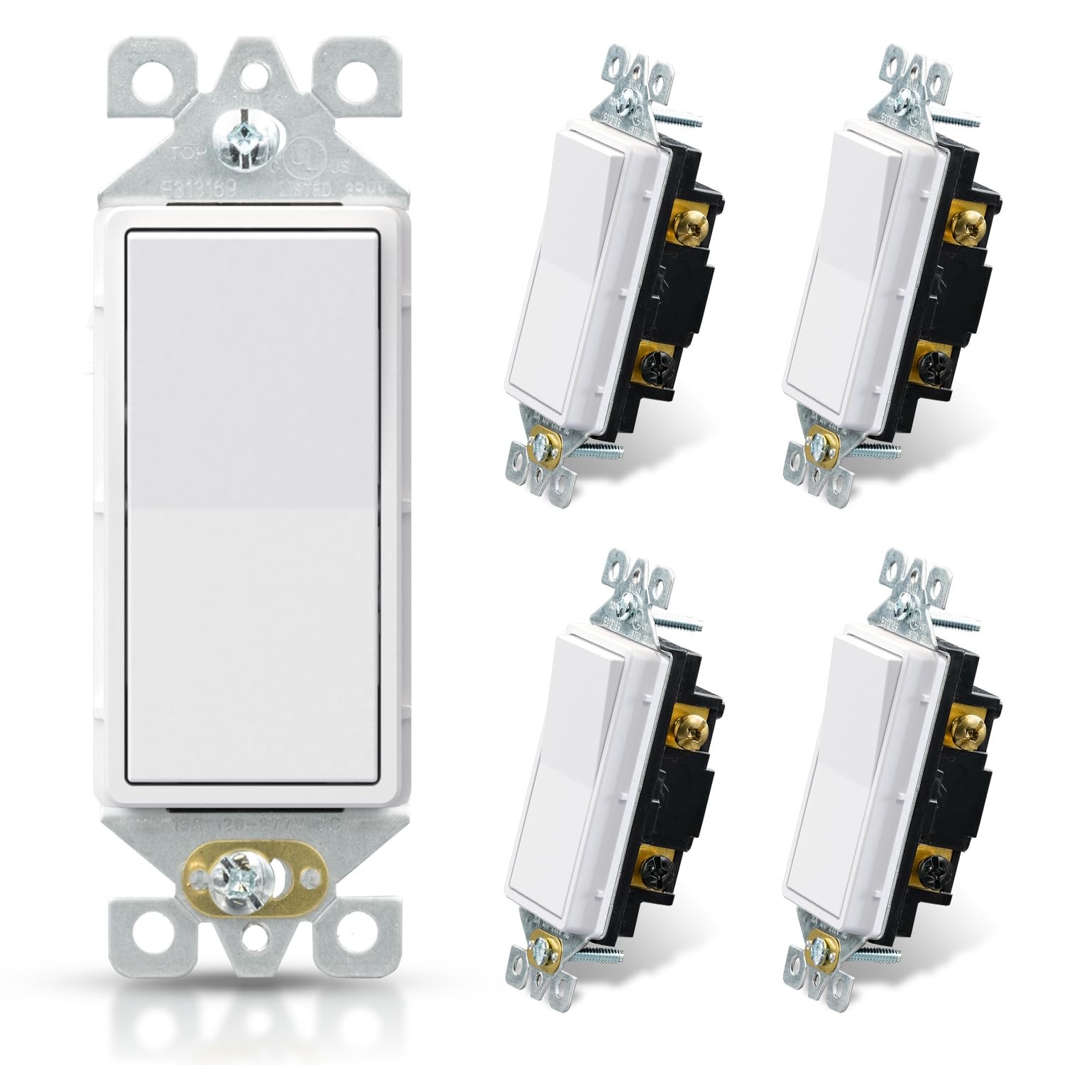 Matte White 3 Way Decorative Light Switch, 15Amp, 120-277 Volt, AC Decors Roc…