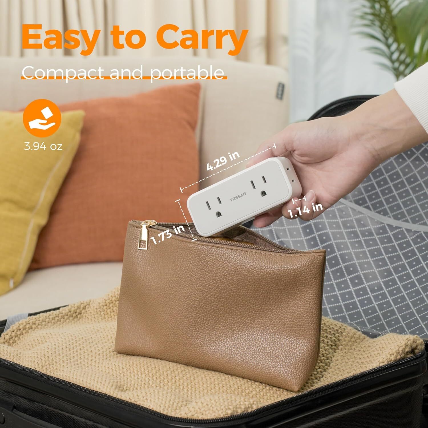 Surge Protector Wall Expander with 4 Outlets 3 USB Port(1 USB C) for Home Office