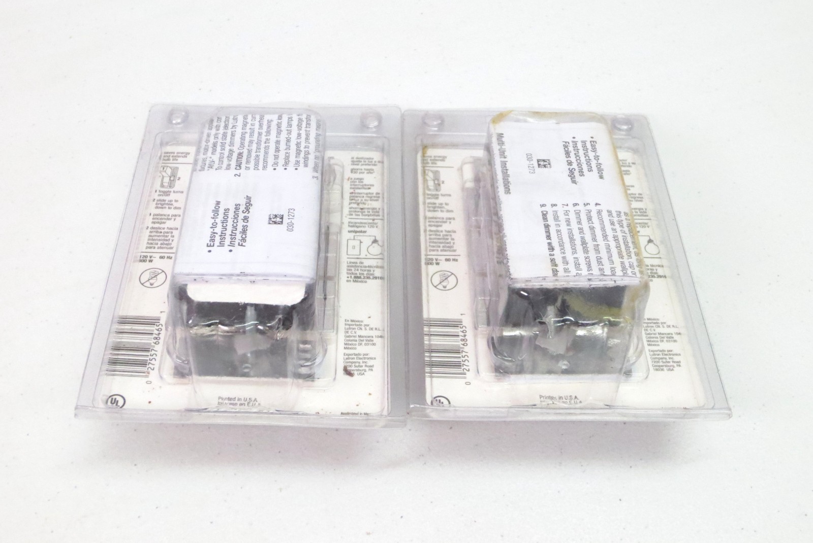 NEW 2-Pack Lutron TG-600PH-WH Toggler Single Pole Dimmer Switch White
