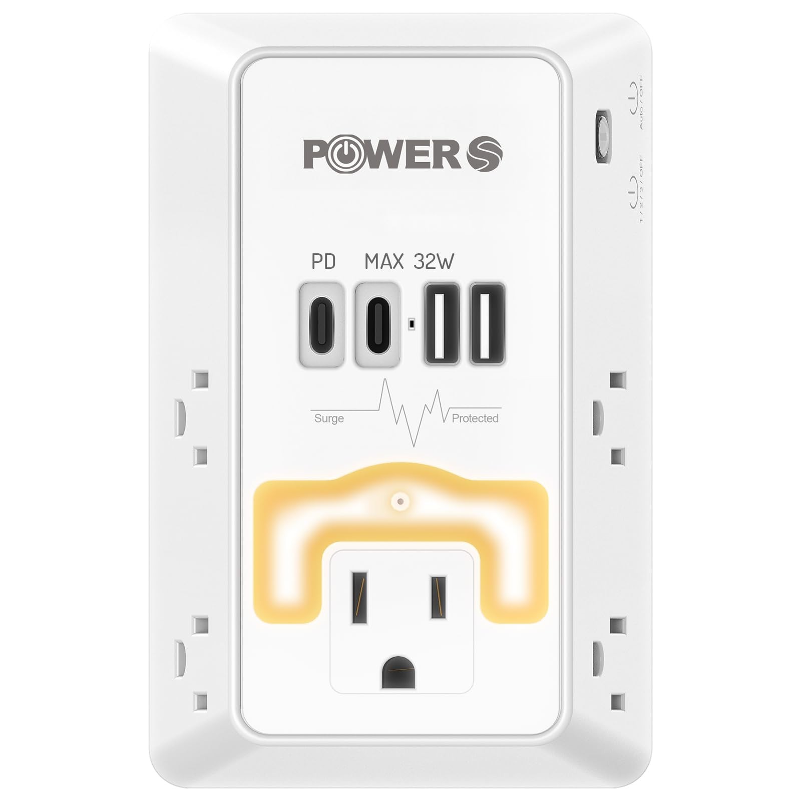 20W PD Fast Charging Wall Outlet with USB Ports (2C2A), Electrical Outlet Ext…