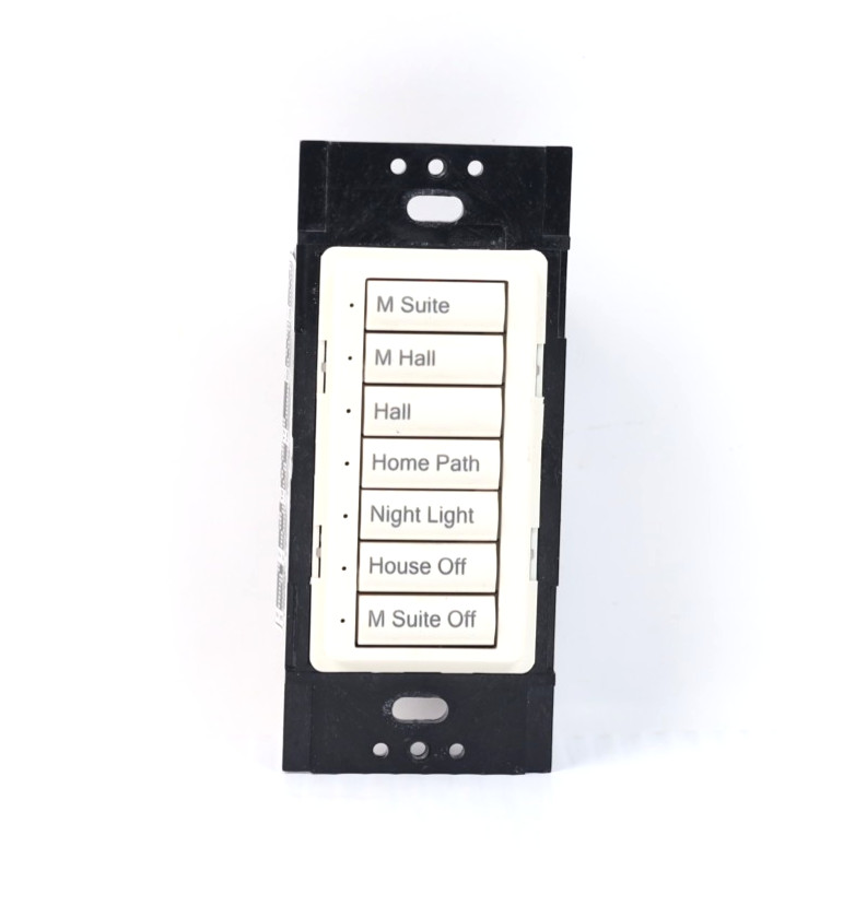 Lutron ST-NB-NONE 7 Button HomeWorks SeeTouch Custom Keypad Almond u216