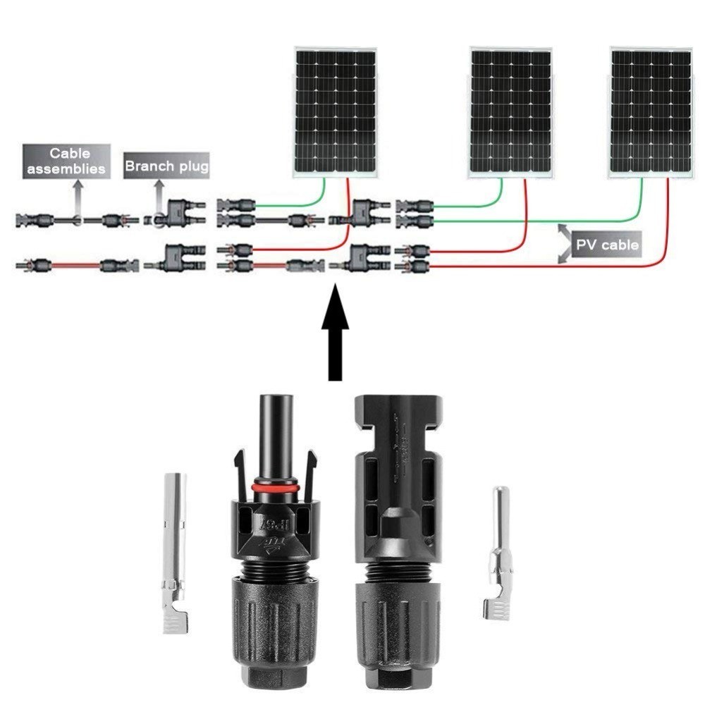 10 Pairs MC4 Solar Panel Connectors IP67 Waterproof PV Wire Cable W/ 2 Spanners