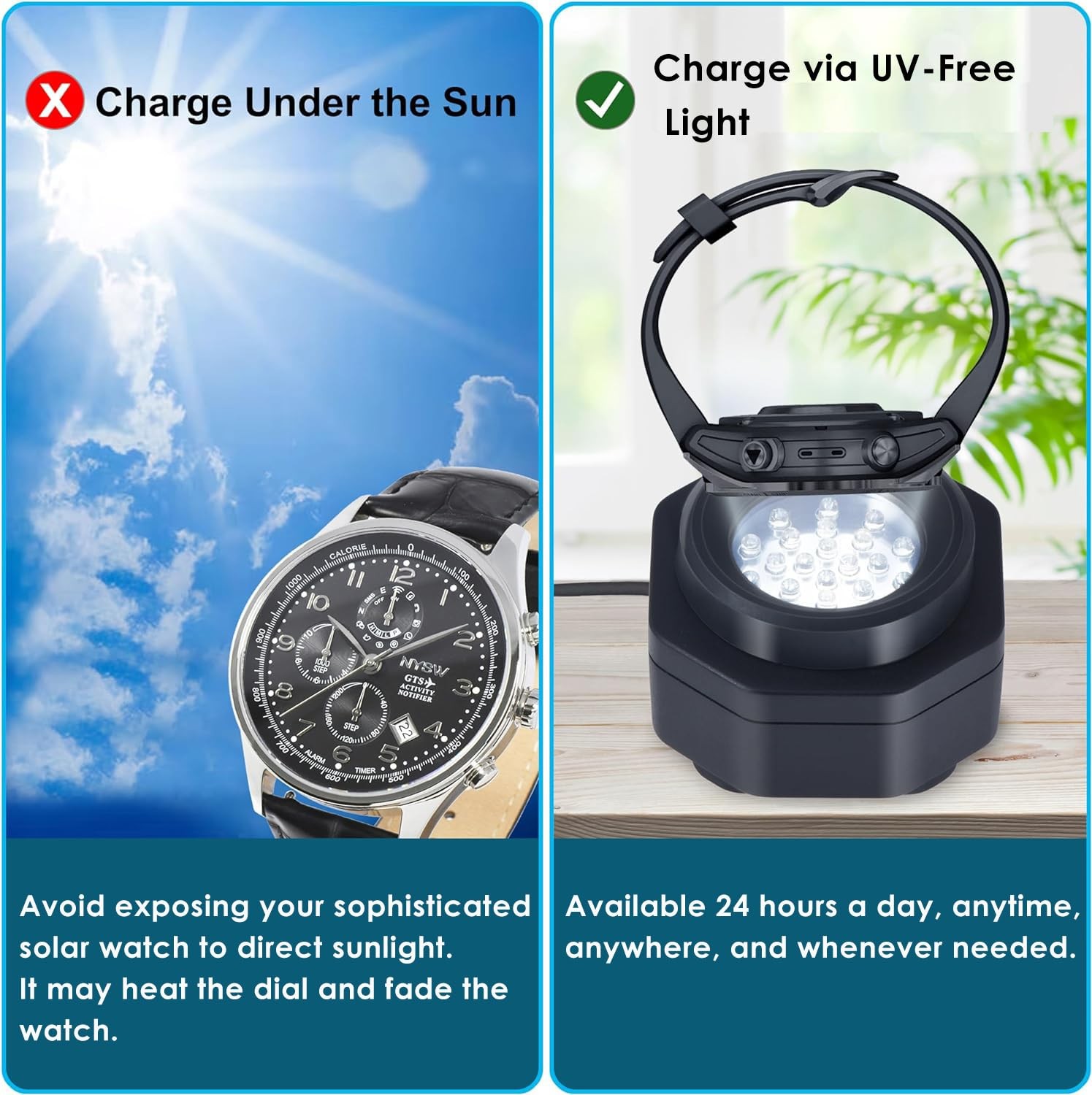 CoolFire – UV Free Solar Watch Fast Charger for All Eco dark gray
