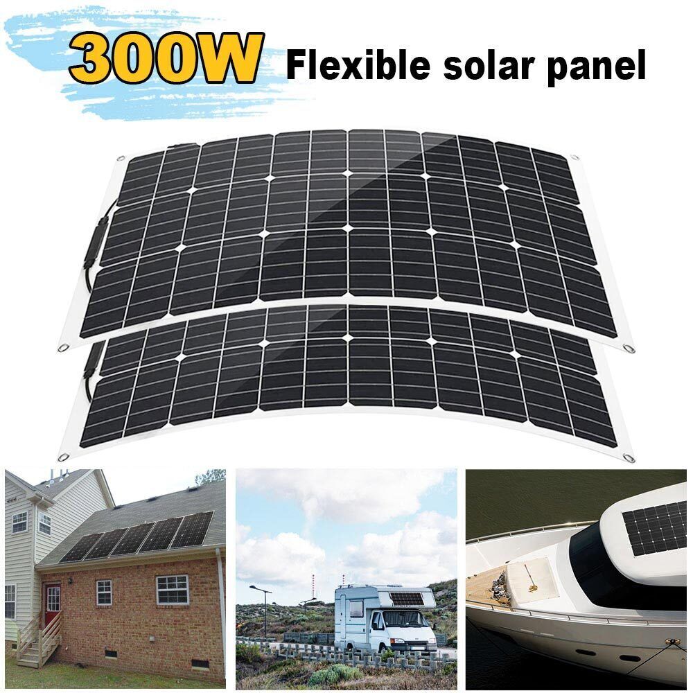 300W Flexible Mono Solar Panel 12v Portable Power Camping Home RV Battery Charge