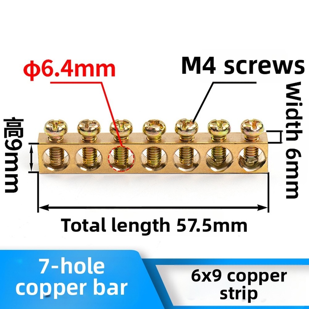 Copper Busbar Panel Grounding Screw Terminal Mounting Quick Installation