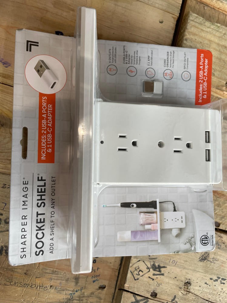 6-Outlet Cordless Wall Extender with 2-USB Ports and 1-USBC Adapter